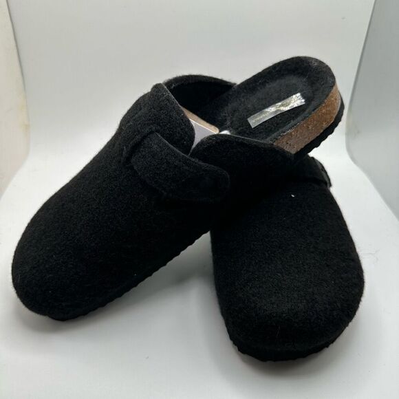 CUSHIONAIRE Women's Cork Footbed Clog with Genuine Leather Upper 8.5 BLACK WOOL - Picture 7 of 7